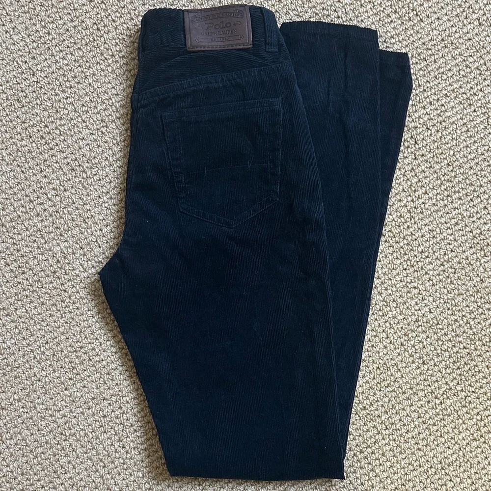Polo Ralph Lauren Boys Corduroy Pants Size 14 Dark Blue Fall Winter Straight Leg